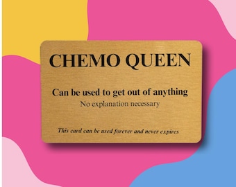 Carte Queen chimio : souvenir de portefeuille en métal doré - cadeau humoristique