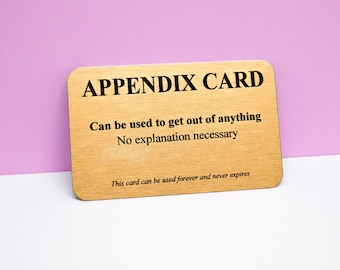 Appendix Card: Funny Gold Metal Wallet Keepsake - Cheeky Humour Gift