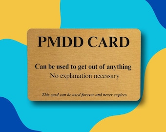 Lustige PMDD Brieftasche Karte: Gold Metall, Humorvolles Geschenk