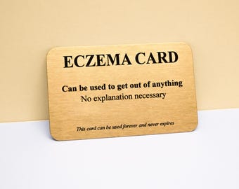 Eczema Card - Funny gold metal wallet keepsake - cheeky humour gift