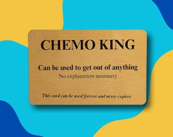 Carte Chemo King : souvenir de portefeuille en métal doré - cadeau humoristique