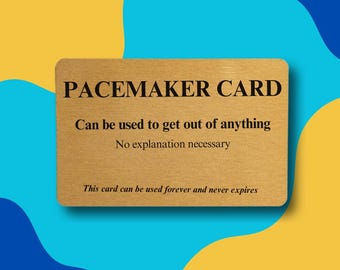 Zabawna złota karta „Pacemaker” – zabawny prezent z humorem, metalowa karta do portfela