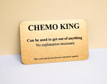 Chemo King Card: Gold Metal Wallet Keepsake - Humorous Gift