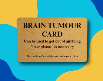 Carte humoristique de tumeur cérébrale : souvenir de portefeuille en métal doré