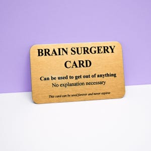 Brain Surgery Card: Funny Gold Metal Wallet Keepsake