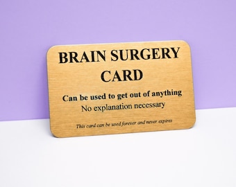 Brain Surgery Card: Funny Gold Metal Wallet Keepsake