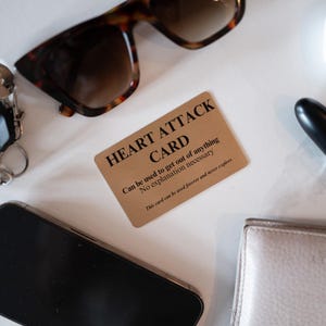 Funny 'Heart Attack' Gold Card – Cheeky Humor Gift, Metal Wallet Card image 9