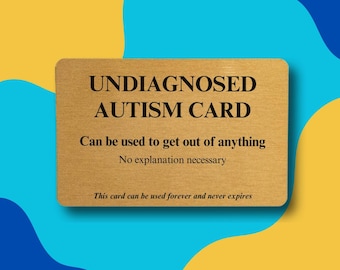 Carte amusante pour l'autisme non diagnostiqué : souvenir de portefeuille en métal doré