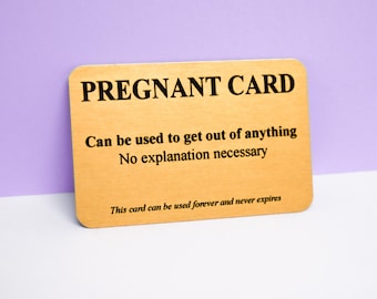 Funny Pregnant Card: Gold Metal Keepsake - Cheeky Humor Gift