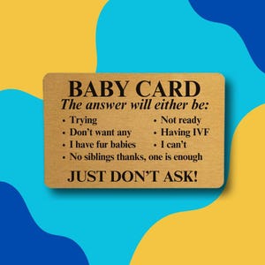 Tarjeta para bebé: ¡humor irónico para cuando todos te preguntan cuándo vas a tener un bebé! ¡Mamá de perro, FIV, no más hijos!