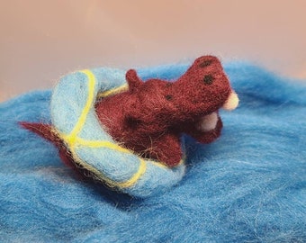 Needle felted hippopotamus with ring float