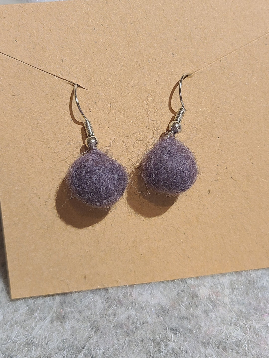 Needle Felted Wool Ball Nickel Free Earrings Etsy