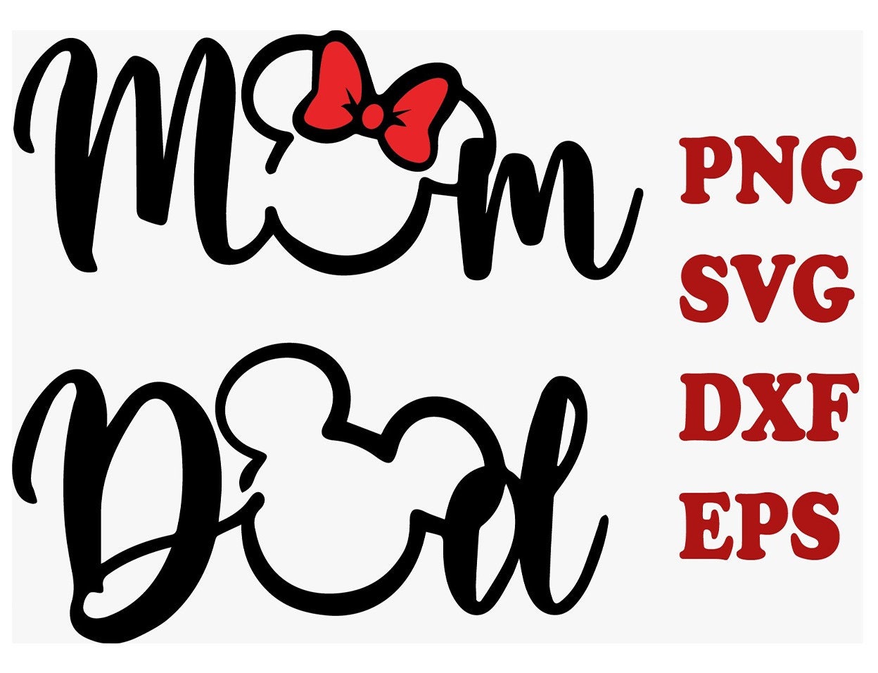 BUNDLE Basketball mom dad sister brother svg files Disney Sports shirts svg  design Set of 4 prints Mickey Mouse Ears Minnie bow Cut Files