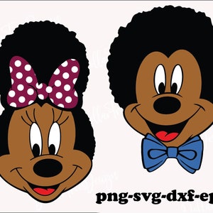 Minnie y Mickey afroamericanos Svg, mujer negra y hombres negros svg png