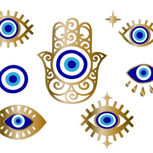 Evil Eye svg Bundle Png Dxf, Humsa Svg Cut files, Turkish Eye svg, Evil Eye Protection svg, eps, dxf, png, Files For Cricut, silhouette