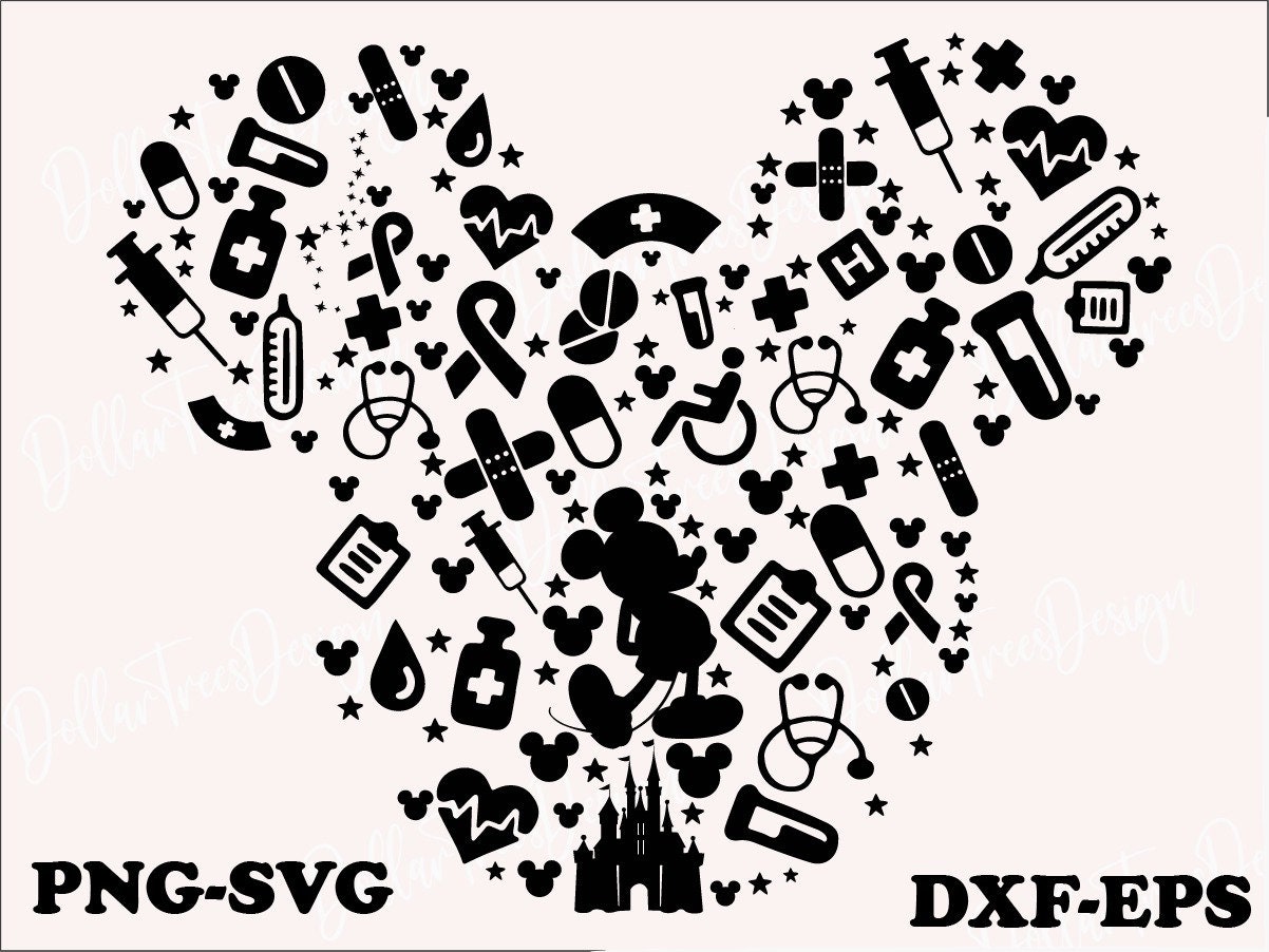 mickey mouse nurse,Svg Mickey Mouse silhouette Png, Cartoon character Cut file Dxf, Cricut,mickey nurse,mickey hospital