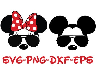 Mickey and Minnie sunglasses, Aviators, family group shirts, minnie and mickey svg, mickey with aviators and minnie with red bow svg