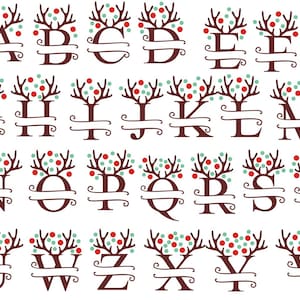 Christmas Split Letters, Christmas Split Alphabet, Christmas Monogram SVG, Christmas SVG, Christmas Cut Files Cricut, Christmas Svg Cricut