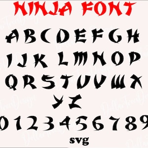 Ninja Schriftart Monogramm Clipart Ninja Bundle digitale Schnittdatei für Schneidemaschinen persönliche kommerzielle Silhouette Cricut Schriftarten