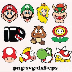 Mario Svg, Super Svg, Mario Set, Mario Head, Mario Characters SVG, game bundel svg,