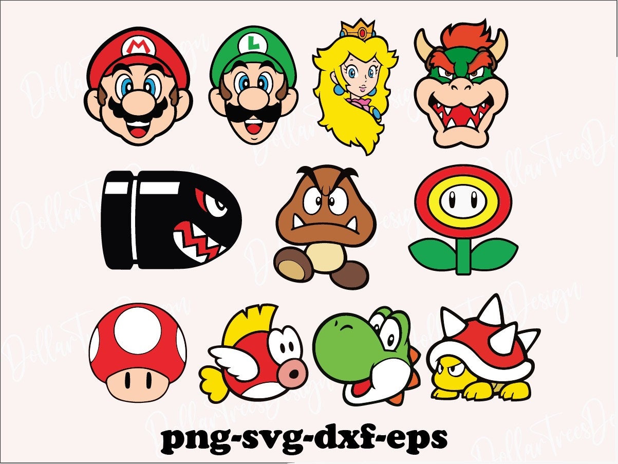 mario svg,Super  Svg, Mario Set, Mario Head, Mario Characters SVG,game bundle svg,