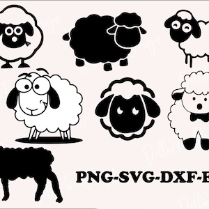 schattige schapen bundel SVG, schapen Print Patroon Svg, Naadloze schapen Print Patroon Svg Dierlijke Print SVG Cut File Svg Png Dxf Eps