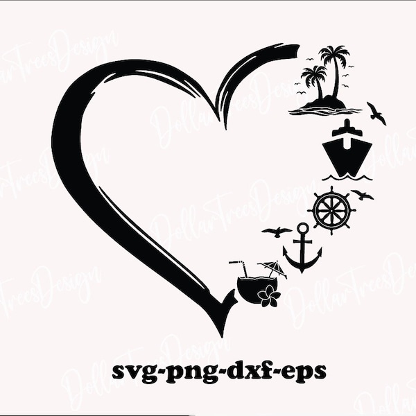 cruise heart SVG file, EPS file, png file, JPG, Instant Download, Cricut Cut File, Silhouette Cameo