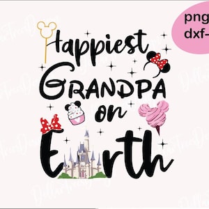 avô mais feliz do mundo Svg, silhueta do Mickey Mouse Png, personagem de desenho animado, princesa, magia, viagem em família svg,vovô svg