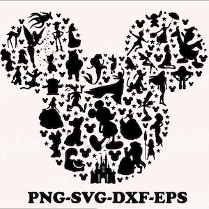 Mickey Mouse Silhouette SVG | Mickey Mouse Cartoon Character PNG | Animal Kingdom Design for Cricut