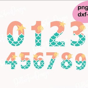 mermaid  Numbers Clipart PNG,mermaid birthday theme
