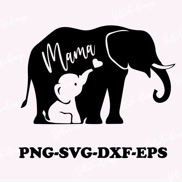 Mama elephant svg,Baby elephant svg, cute elephant, baby shower cut file, elephant blowing hearts