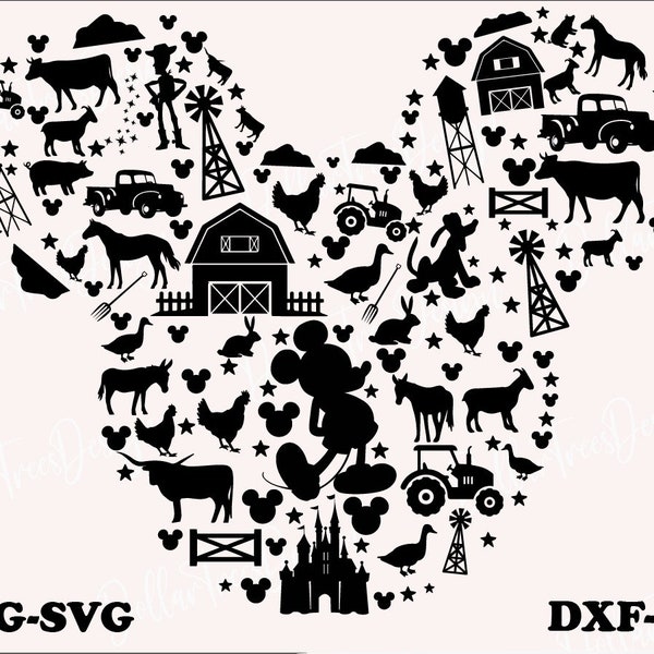 mickey's farm svg, mickey mouse farmer,Svg Mickey Mouse silhouette Png, Cartoon character Cut file Dxf, Cricut,mickey farm,mickey farmer