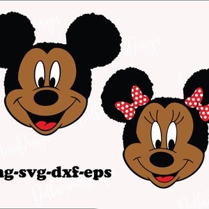 Afroamericano Minnie e Topolino Svg, donna nera e uomini neri svg png