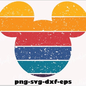 Svg Silhueta do Mickey Mouse Png,mickey retro, Personagem de desenho animado,mickey pôr do sol svg, Arquivo de corte Dxf, Cricut,
