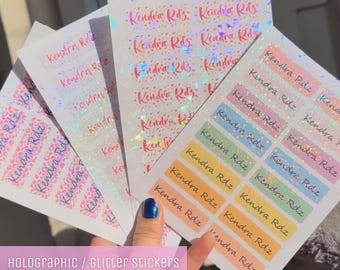 Custom Kids Name Stickers – Waterproof Daycare Labels for Bottles, Lunchboxes & School Supplies | Personalized Glitter or Holographic Decals