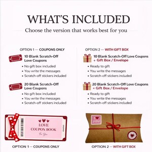 Scratch Off Love Coupon Book | Romantic Coupon Book for Couples | Blank Love Coupons DIY Gift | Holographic Scratch Stickers image 3
