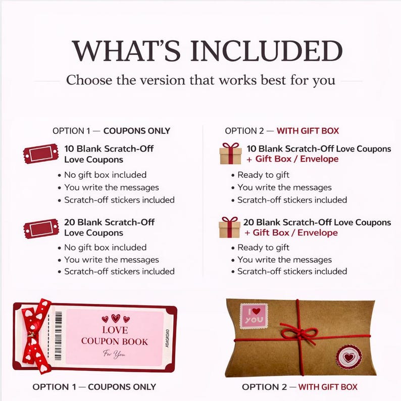 Scratch Off Love Coupon Book | Romantic Coupon Book for Couples | Blank Love Coupons DIY Gift | Holographic Scratch Stickers image 3