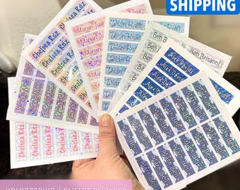 Custom Glitter Name Stickers Waterproof & Personalized Labels for Kids, School, Daycare Back to School Gift for Kids, School Labels for Kids