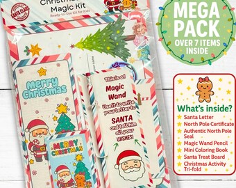 Christmas Eve Magic Kit for Kids • Santa Letter & North Pole Certificate • Treat Board  Holiday Games • Kids Christmas Activity Set