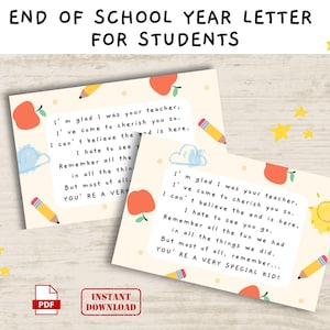 Poema de despedida de fin de año escolar para estudiantes y aula, folleto imprimible para el último día de clases, manualidades para niños, descarga digital
