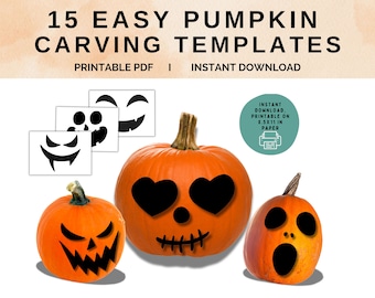 Halloween Pumpkin Carving Template, Easy Stencils (Digital Download)