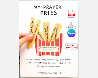 Attività di preghiera con patatine fritte, scuola domenicale per bambini, stampabile (download digitale)