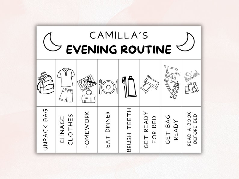 Read A Book Routine Visual Editable Kids Routine Chart, Visual Schedule, Color Page (PDF) - Etsy