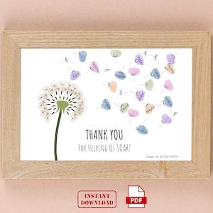 Teacher Appreciation End Of School Keepsake, Teacher Keepsake Students Thumbprint Printable, Custom Personalized Gift For Teacher, Thank You
