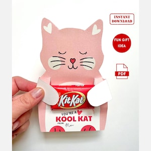 Kit Kat Kool Kat Candy Valentine, Dia dos Namorados da escola, Cartão de Dia dos Namorados de gato fofo, Dia dos Namorados de chocolate, Dia dos Namorados de doces para impressão, Ideia de grama de doces