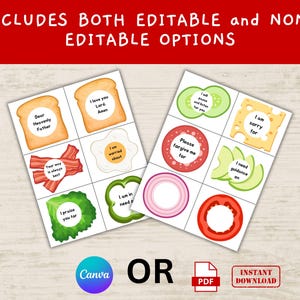 Pu&ograve; includere: Due fogli di carte stampabili con diverse immagini di cibo. Ogni carta ha un cerchio vuoto al centro per scrivere un messaggio. Il testo sulle carte include frasi come "Caro Padre Celeste", "Ti amo Signore", "La tua via &egrave; sempre la migliore", "Sono preoccupato per", "Ti lodo per", "Ho bisogno di", "Pregher&ograve; e ascolter&ograve; per te", "Mi dispiace per", "Per favore, perdonami per", e "Ho bisogno di una guida su".