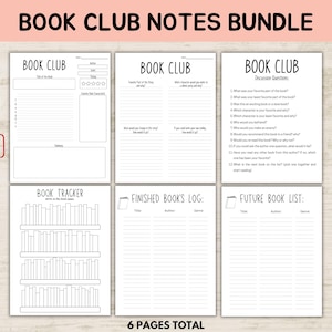 Printable Book Club Discussion Template, Book Review, Book Club Printables, Digital Download, PDF