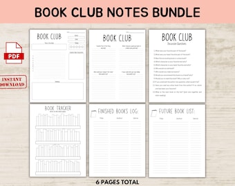 Book Club Discussion Template, Book Review Printables (Digital Download)