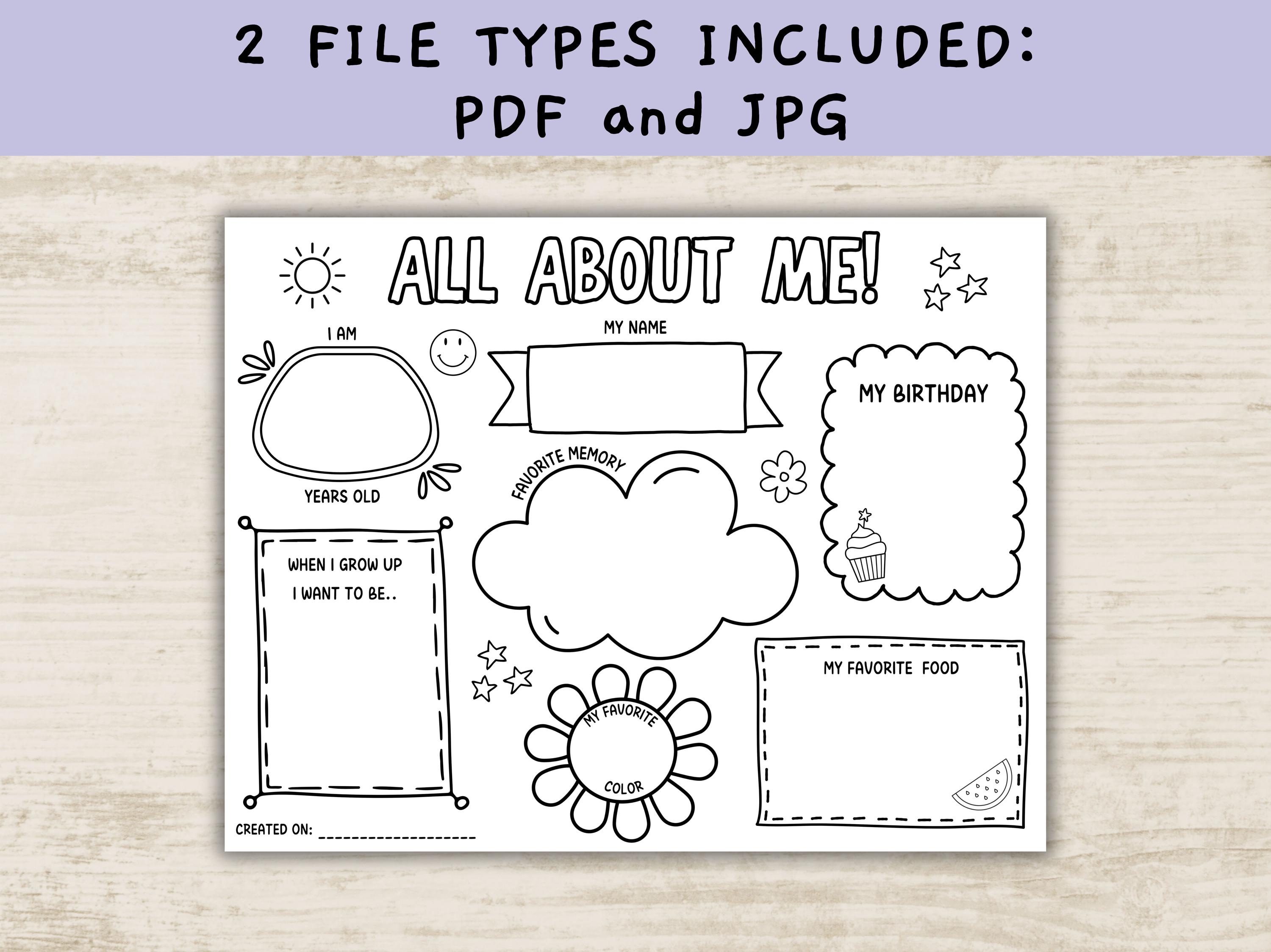 Star Student All About Me Printable: Classroom Coloring Page (PDF & JPG ...
