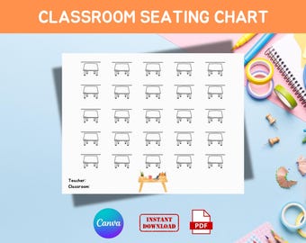 Teacher Classroom Seating Chart Template, Editable Table Planner (Digital Download)
